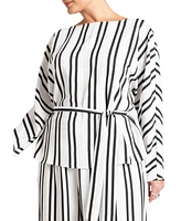 Eloquii Plus Waist Tie Striped Top