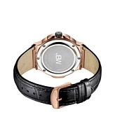 Jbw Men's Saxon Diamond (1/6 ct. t.w.) Watch in 18k Two Tone Rose Gold-plated Black Stainless Steel Watch 48mm