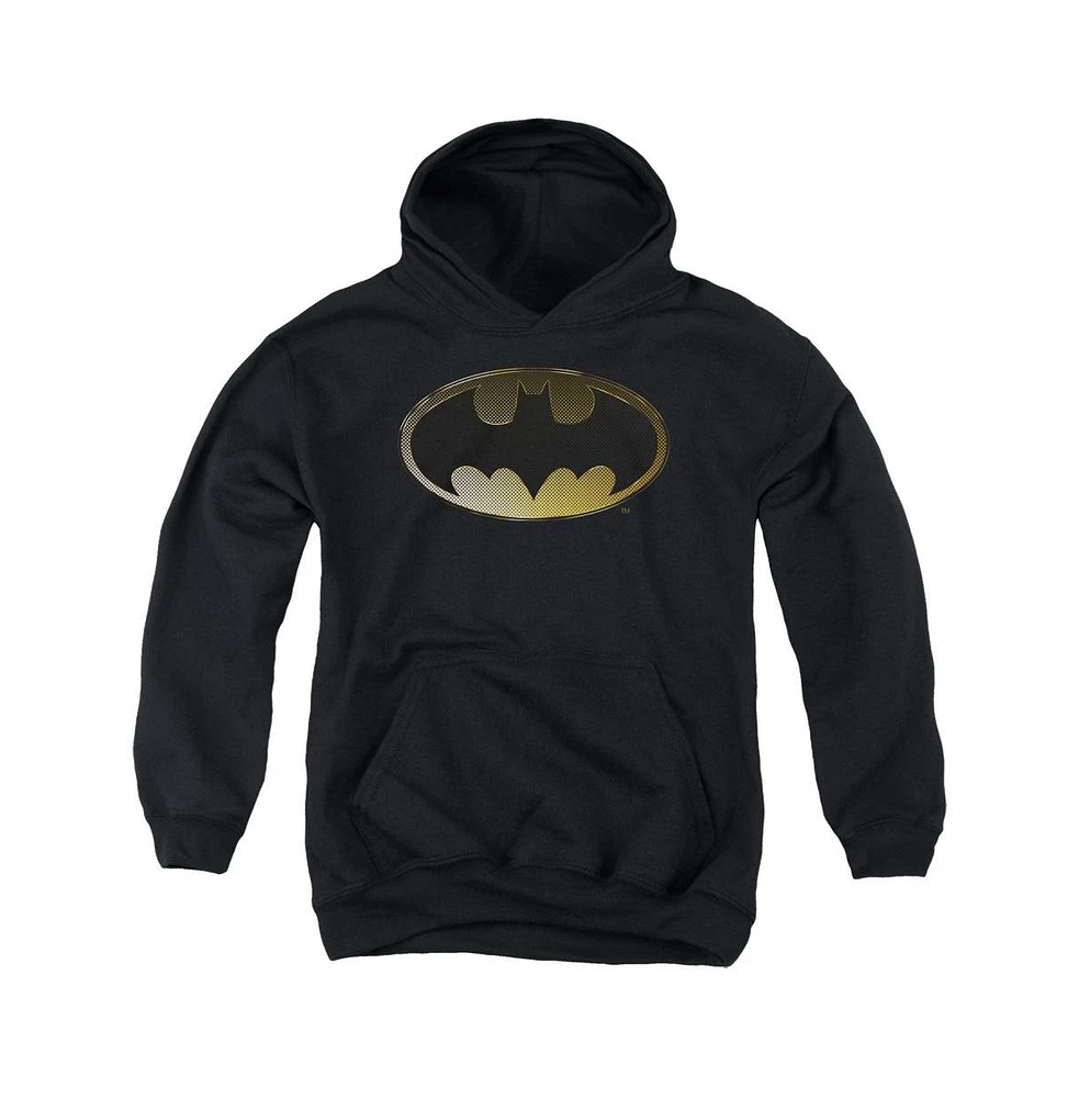 Batman Boys Youth Halftone Bat Pull Over Hoodie / Hooded Sweatshirt