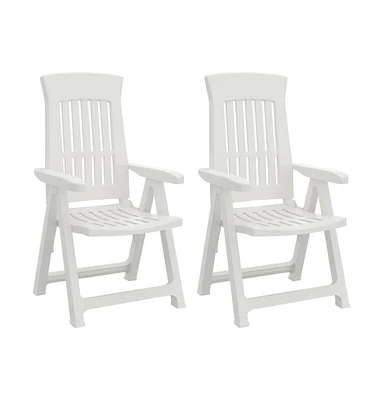 vidaXL Patio Reclining Chairs 2 pcs White Pp