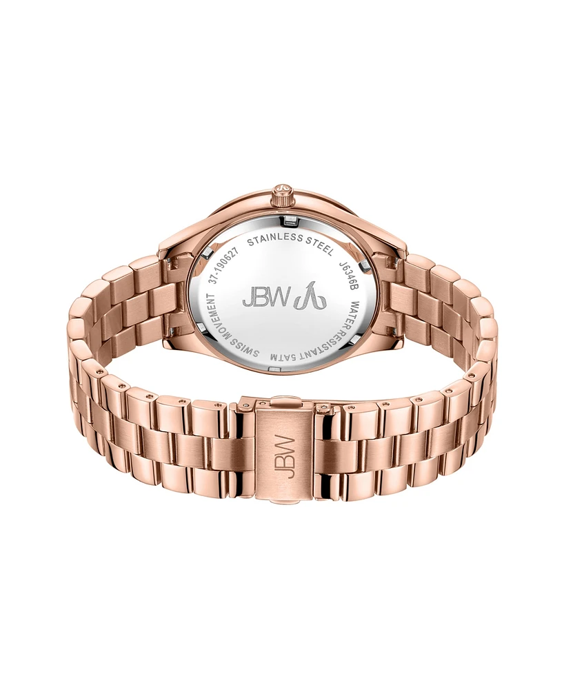 Jbw Women's Cristal Diamond (1/8 ct.t.w.) 18k rose Gold Plated Stainless Steel Watch