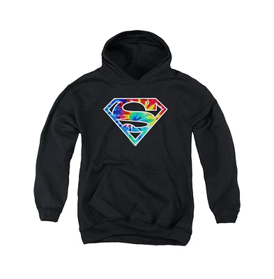 Superman Boys Youth Tie Dye Logo Pull Over Hoodie / Hooded Sweatshirt