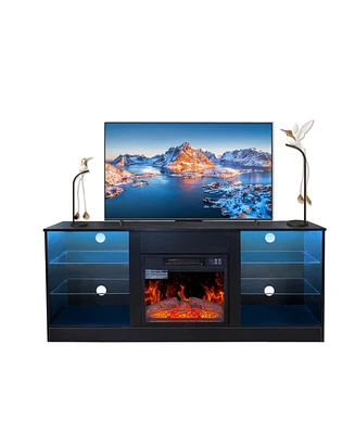 Simplie Fun Modern Fireplace Tv Stand for 62" TVs