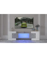 Streamdale Furniture Modern Grey/White Tv Console with Rgb Lights, 80"