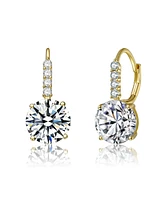 Rachel Glauber Classic Elegant Basket-Set Drop Leaver Back Earrings