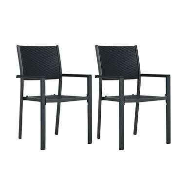 vidaXL Patio Chairs 2 pcs Black Plastic Rattan Look