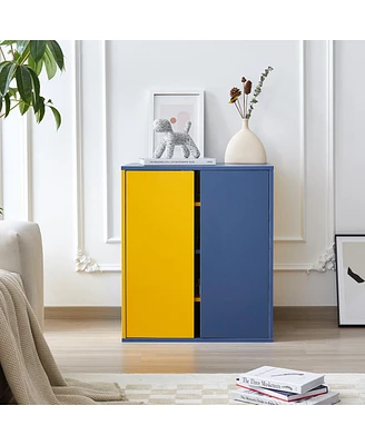 Simplie Fun Modern Yellow & Blue Storage Cabinet