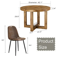Circular Dining Table Set with 4 Chairs