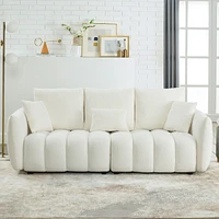 Streamdale Furniture Premium 3-Seater Teddy Fabric Sofa with Back Pillows