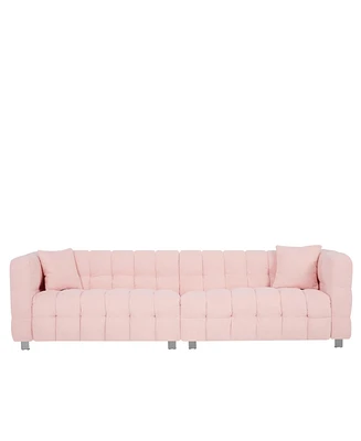 Simplie Fun Pink Teddy Fleece Sofa with Throw Pillows