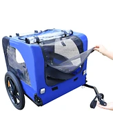 Simplie Fun Blue High Quality 16 Inch Air Wheel Pet Bike Trailer For Dogs Foldable Bicycle Pet Trailer