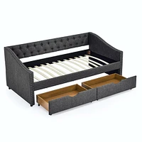 Upholstered Twin Size Daybed with Drawers