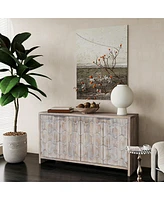 Farmhouse Style 4-Door Wooden Storage Cabinet