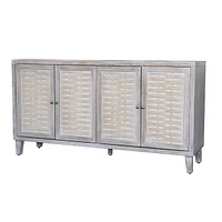 4-Door Natural Wood Accent Cabinet for Multiple Rooms