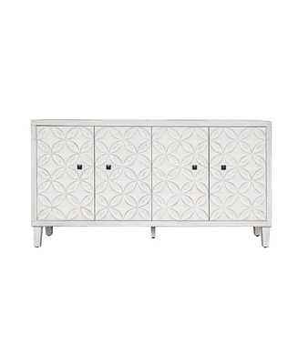 Streamdale Furniture White Wash 4-Door Wooden Accent Cabinet