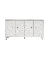 Streamdale Furniture White Wash 4-Door Wooden Accent Cabinet