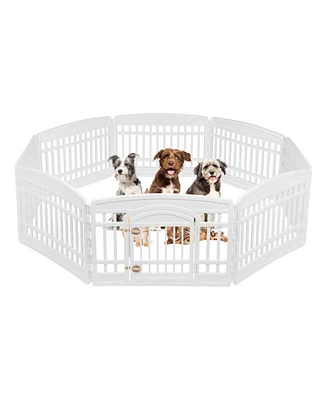 Iris Usa Dog Playpen - Pet Exercise Pen with Door - 4 to 8 Panel Sizes, White