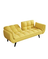 Simplie Fun Comfortable 57" Yellow Sofa with Throw Pillow