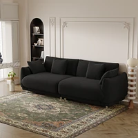 Streamdale Furniture 86.6" Teddy Fleece Black Sofa for Apartment Bedroom