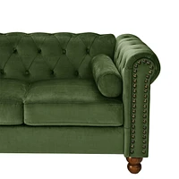 Green Velvet Tufted Sofa Settee