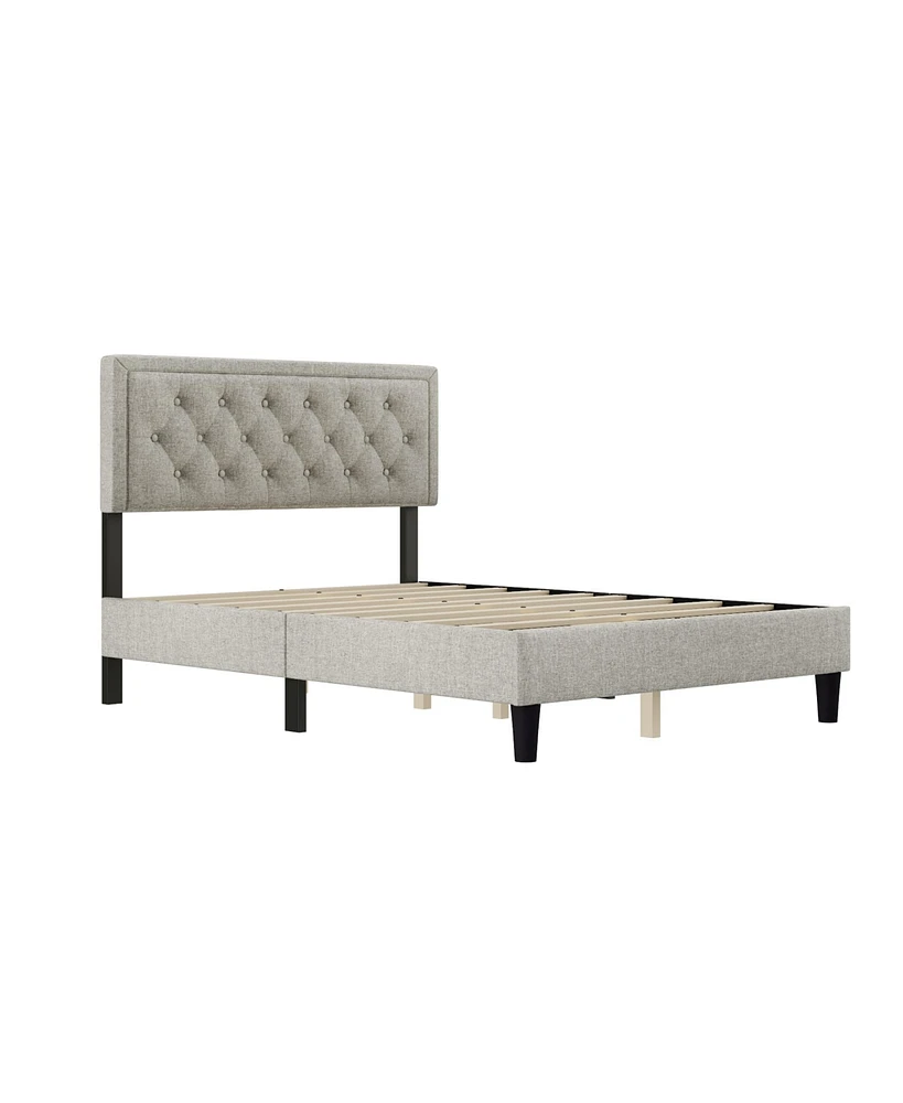 Streamdale Furniture Full Size Upholstered Panel Bed Frame With Adjustable Headboard