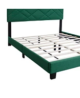 Streamdale Furniture Green Queen Size Bed Frame With Adjustable Headboard Super Affordable No Box Sping Require