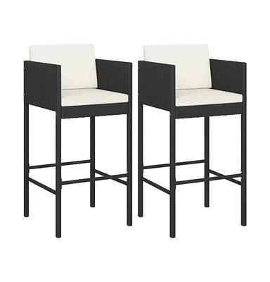 vidaXL Bar Stools pcs with Cushions Poly Rattan