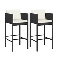 vidaXL Bar Stools pcs with Cushions Poly Rattan