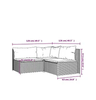 vidaXL Piece Patio Lounge Set with Cushions Poly Rattan