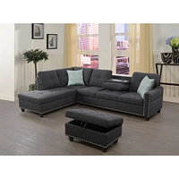 Simplie Fun Alger 98" Wide Left Hand Facing Sofa Chaise With Ottoman