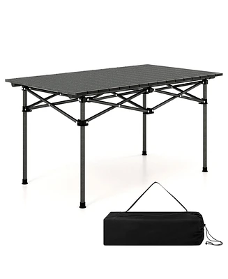Gymax Aluminum Camping Table for 4-6 People Folding Picnic Table w/ Carry Bag