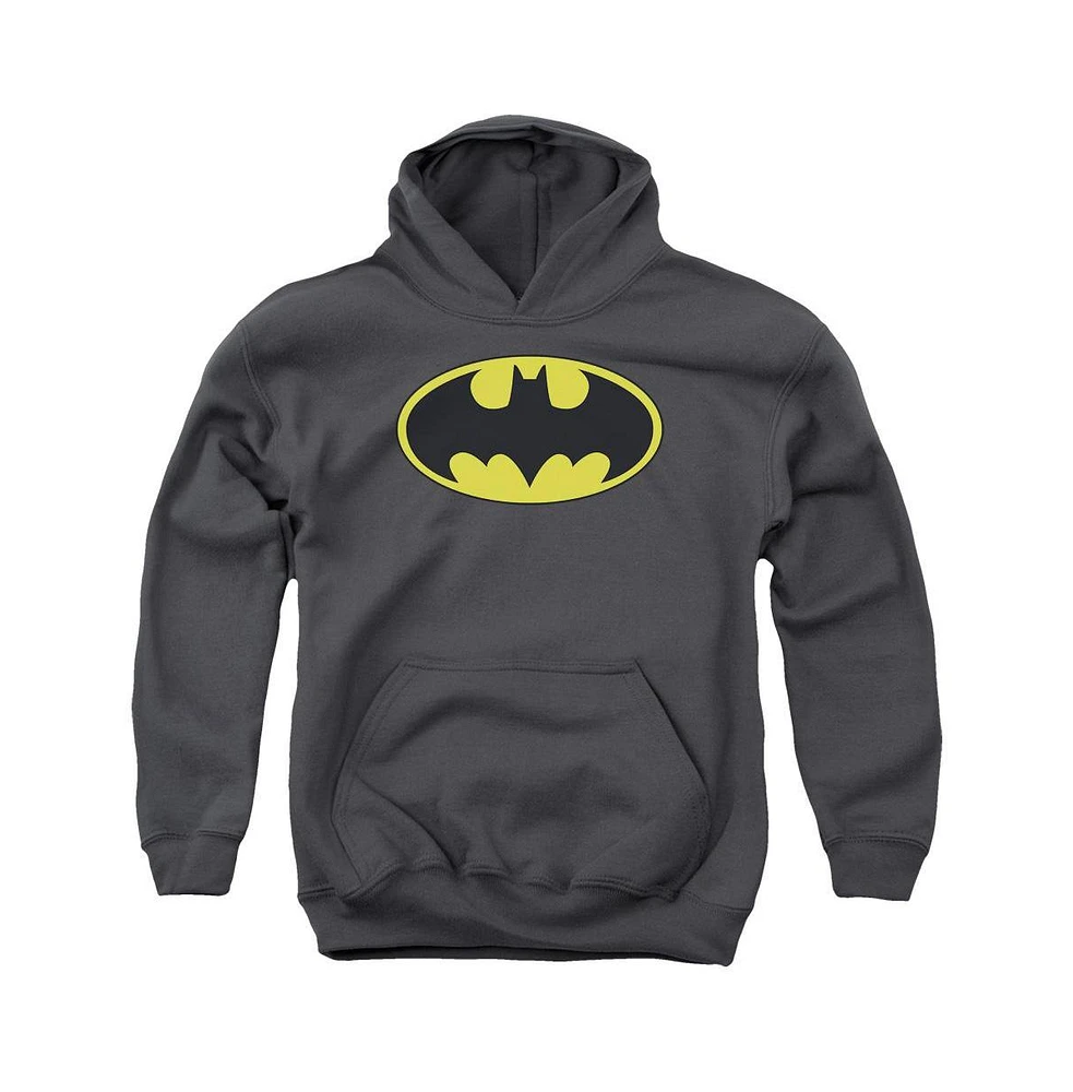 Batman Boys Youth Classic Bat Logo Pull Over Hoodie / Hooded Sweatshirt