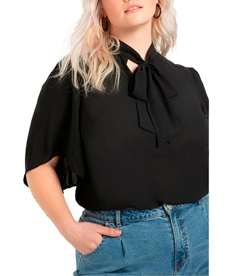 Eloquii Plus Bow Blouse With Flutter Sleeve