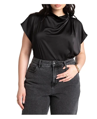 Eloquii Plus Pleat Detail Satin Shirt