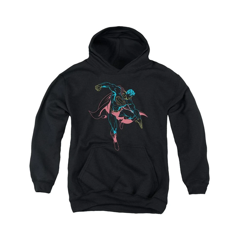 Superman Boys Youth Neon Pull Over Hoodie / Hooded Sweatshirt