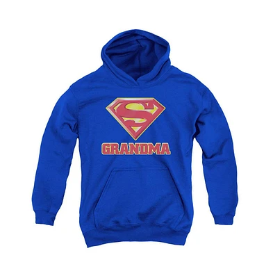 Superman Boys Youth Super Grandma Pull Over Hoodie / Hooded Sweatshirt