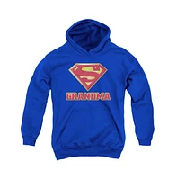 Superman Boys Youth Super Grandma Pull Over Hoodie / Hooded Sweatshirt