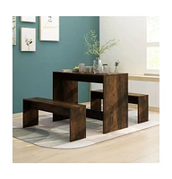 vidaXL 3 Piece Dining Set Smoked Oak Engineered Wood