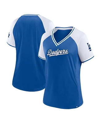 Fanatics Women's Royal Los Angeles Dodgers Glitz Glam League Diva Raglan V-Neck T-Shirt