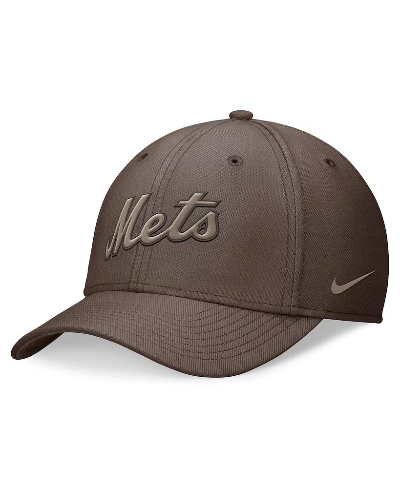Nike Men's Brown New York Mets Statement Ironstone Performance SwooshFlex Hat