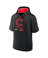 Nike Men's Black Cincinnati Reds City Connect Color Block Short Sleeve Pullover Hoodie