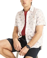 Nautica Men's Classic-Fit Stretch Watercolor Beach Chair-Print Button-Down Shirt