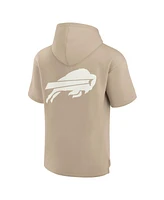 Fanatics Signature Men's and Women's Khaki Buffalo Bills Elements Super Soft Fleece Short Sleeve Pullover Hoodie