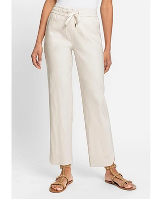 Olsen Women's Lisa Fit Straight Leg Stretch Linen Drawstring Pant