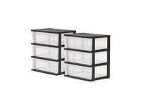 Iris Usa Wide 3 Drawer Plastic Storage Chests 2 Pack