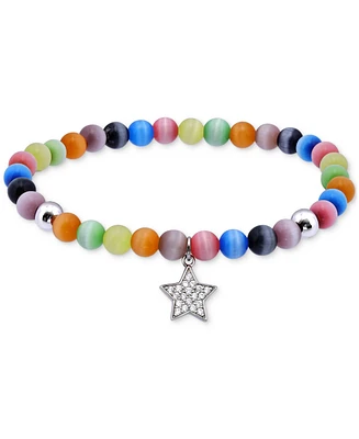 Giani Bernini Cubic Zirconia & Multicolor Catseye Star Dangle Stretch Bracelet in Sterling Silver, Created for Macy's