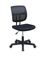 Simplie Fun Elegant Design 1 Piece Office Chair Black Mesh Desk Chairs Wheels Breathable Material Seats