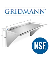 Gridmann 12" x 24" Nsf Stainless Steel Kitchen Wall Mount Shelf w/ Backsplash