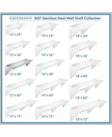 Gridmann 12" x 48" Nsf Stainless Steel Kitchen Wall Mount Shelf w/ Backsplash