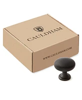 Cauldham 25 Pack Solid Round Kitchen Cabinet Knobs Pulls (1-1/8" Diameter) - Dresser Drawer/Door Hardware - Style R125 - Oil Rubbed Bronze